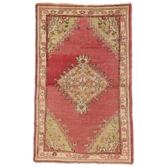Rustic Style Retro Turkish Oushak Accent Rug, Entry or Foyer Rug