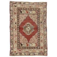 Rustic Style Vintage Turkish Oushak Accent Rug, Entry or Foyer Rug