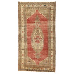 Rustic Style Vintage Turkish Oushak Area Rug with Warm, Rich Colors and Abrash