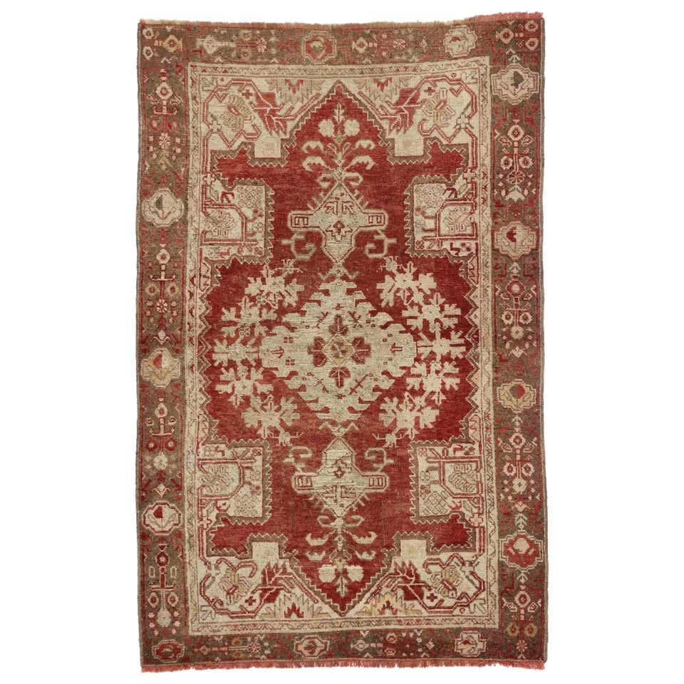 Rustic French Country Style Vintage Turkish Oushak Rug, Kitchen, or ...