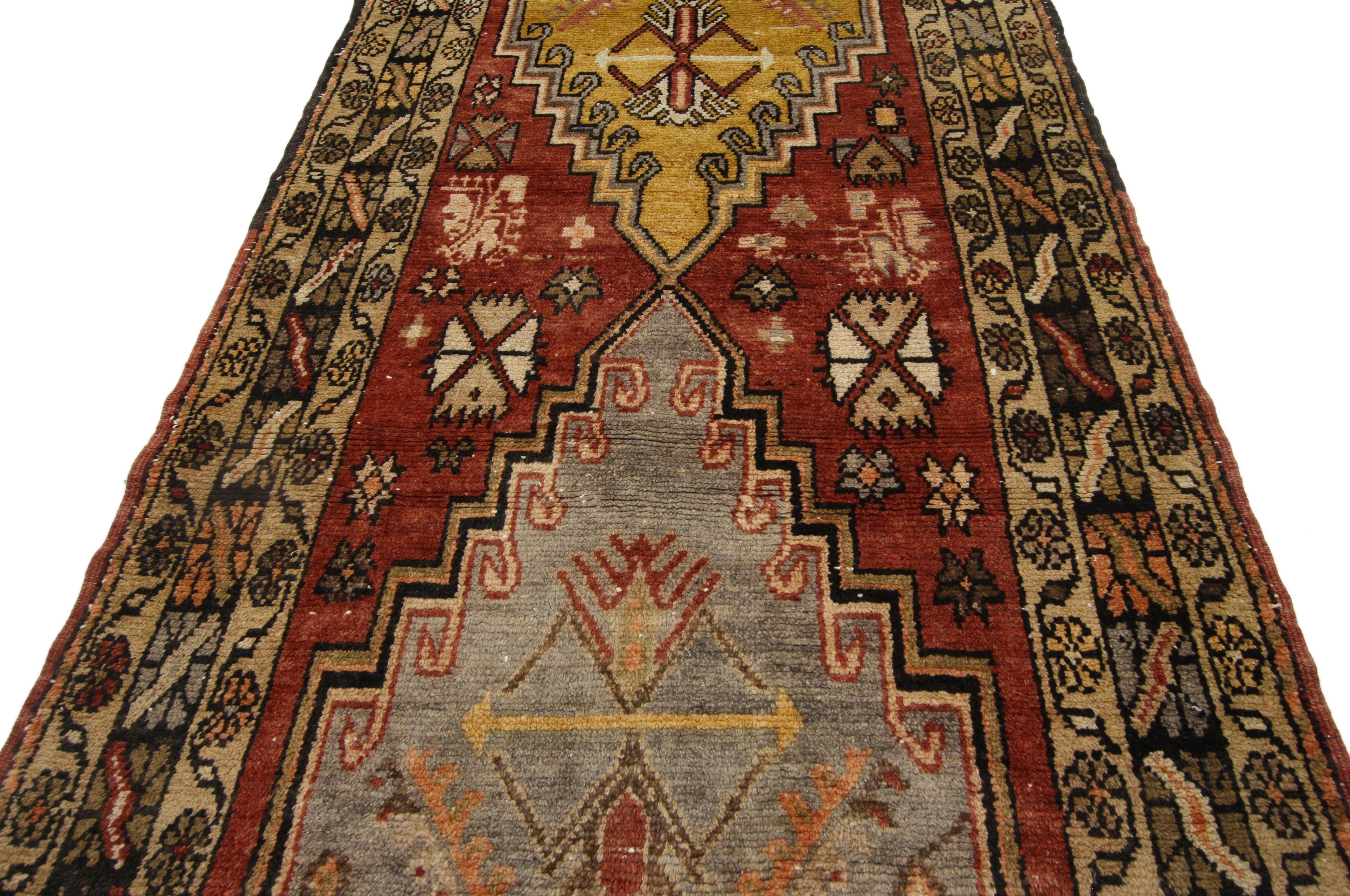 Hand-Knotted Vintage Turkish Oushak Runner with Modern Artisan Rustic Style, Hallway Runner  For Sale