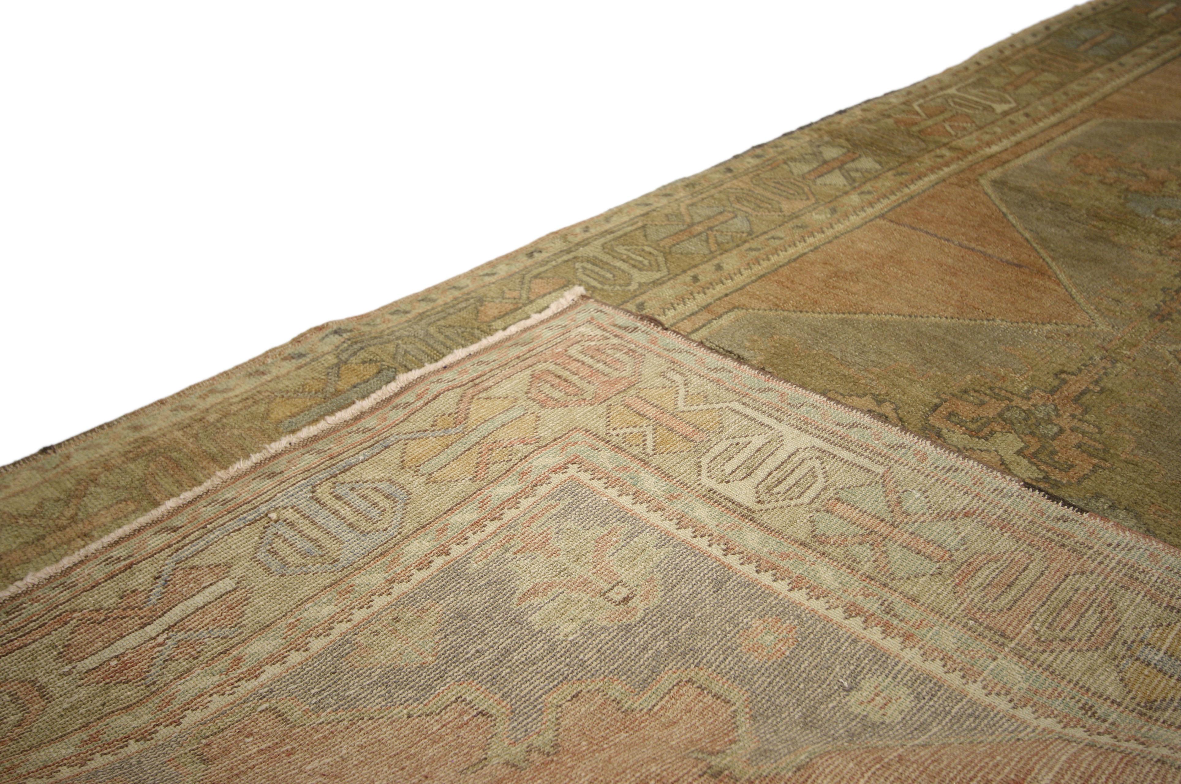 20th Century Vintage Turkish Oushak Runner with Modern Rustic Artisan Style, Hallway Runner For Sale