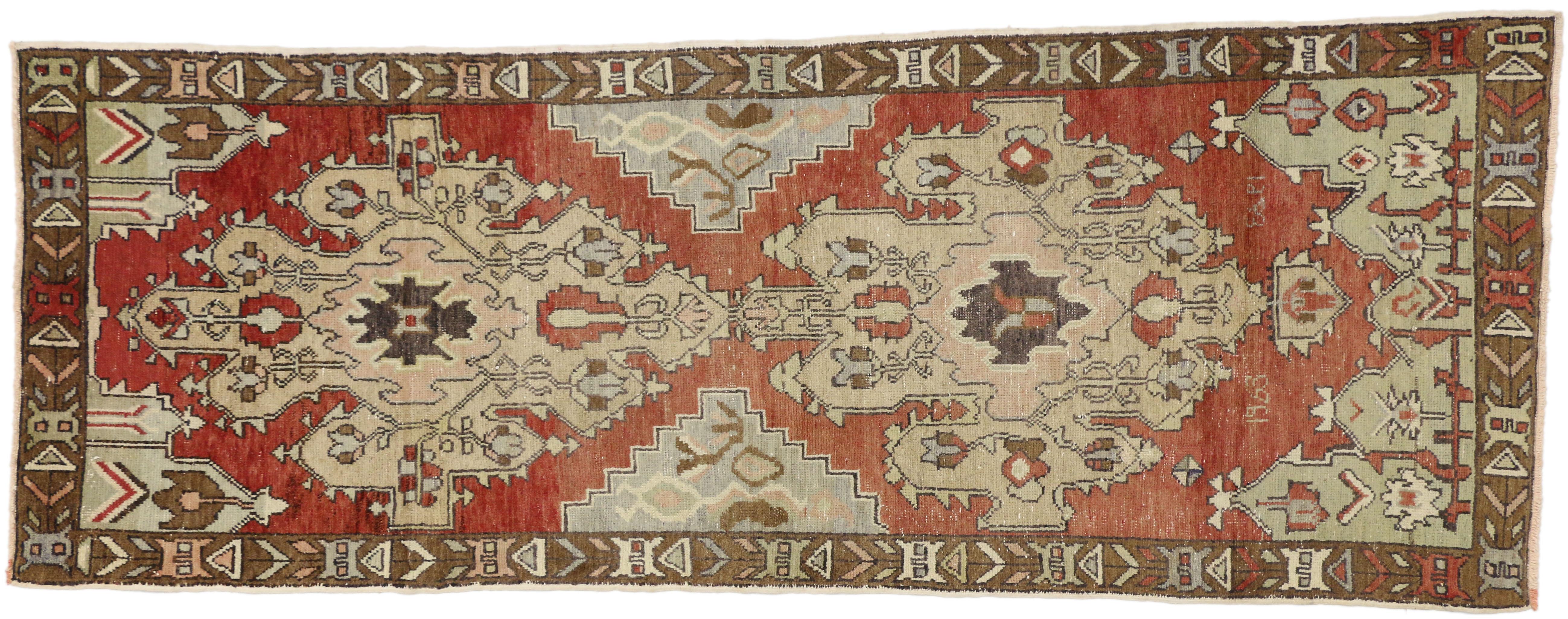 Alfombra Turca Oushak Vintage Estilo Rústico, Alfombra de Pasillo siglo XX en venta