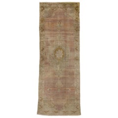 Rustic Style Vintage Turkish Oushak Runner, Hallway Runner