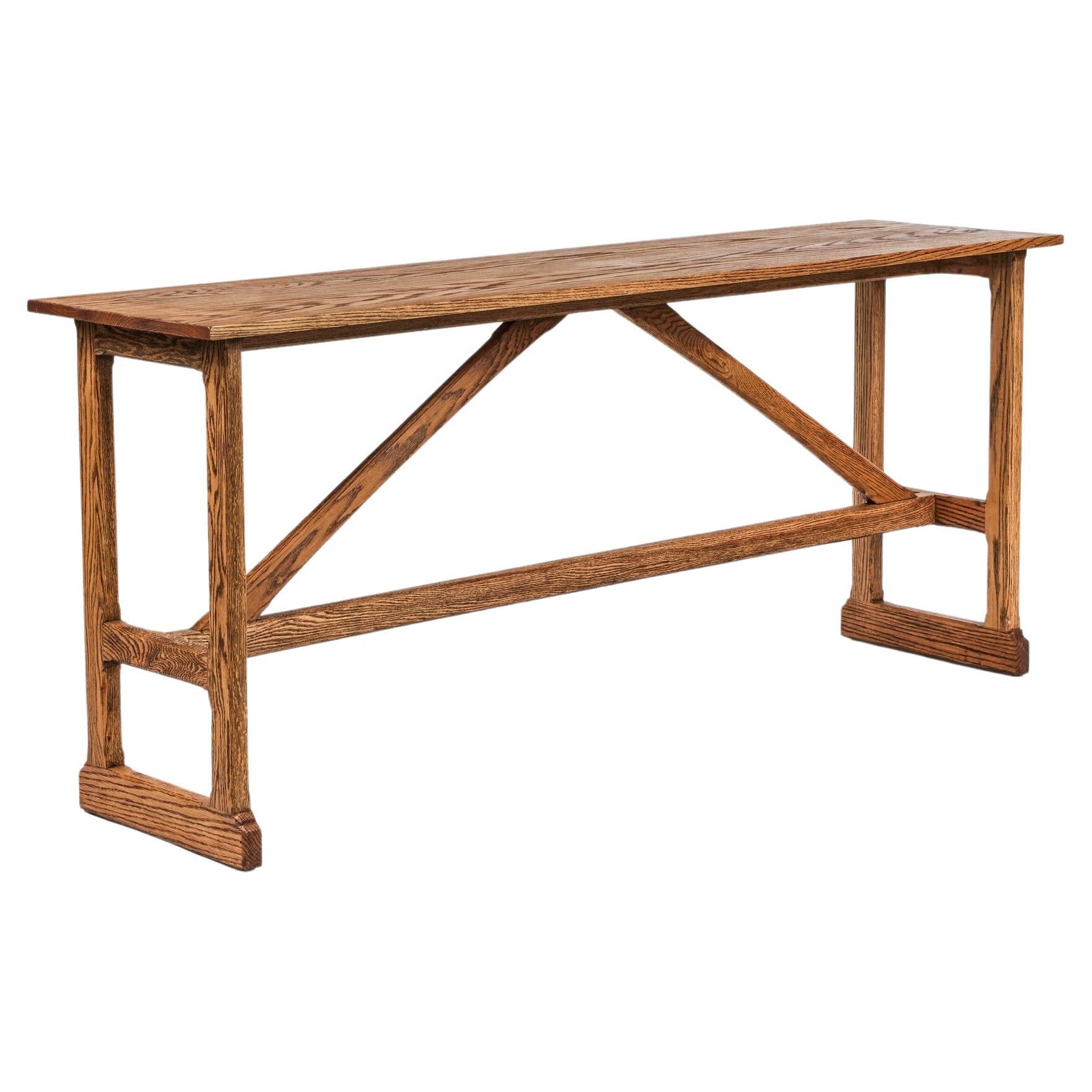 Console a cavalletto in stile rustico West, grande in Edo su Oak di Martin and Brockett in vendita 3
