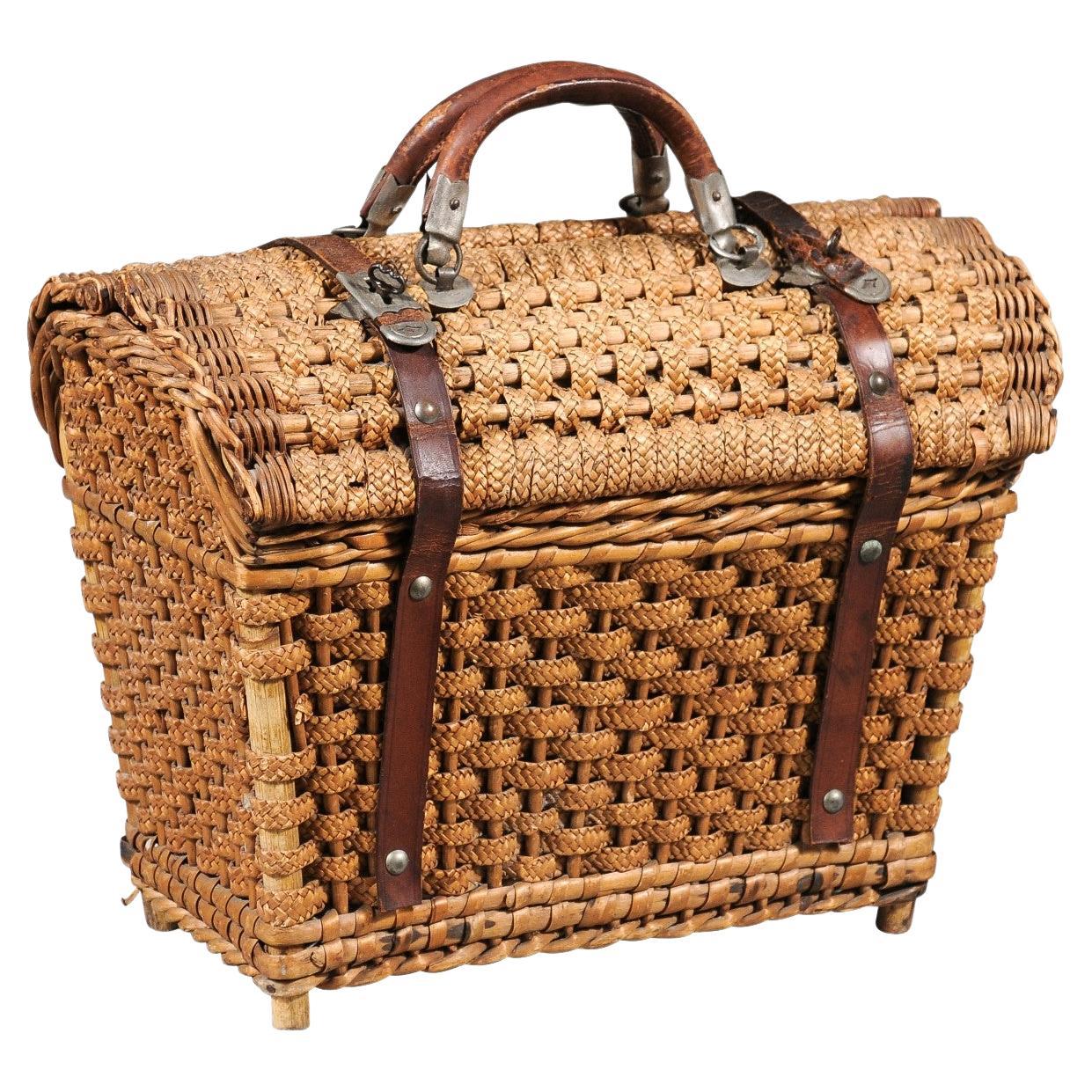 Large Rustic Wicker Basket For Sale at 1stDibs