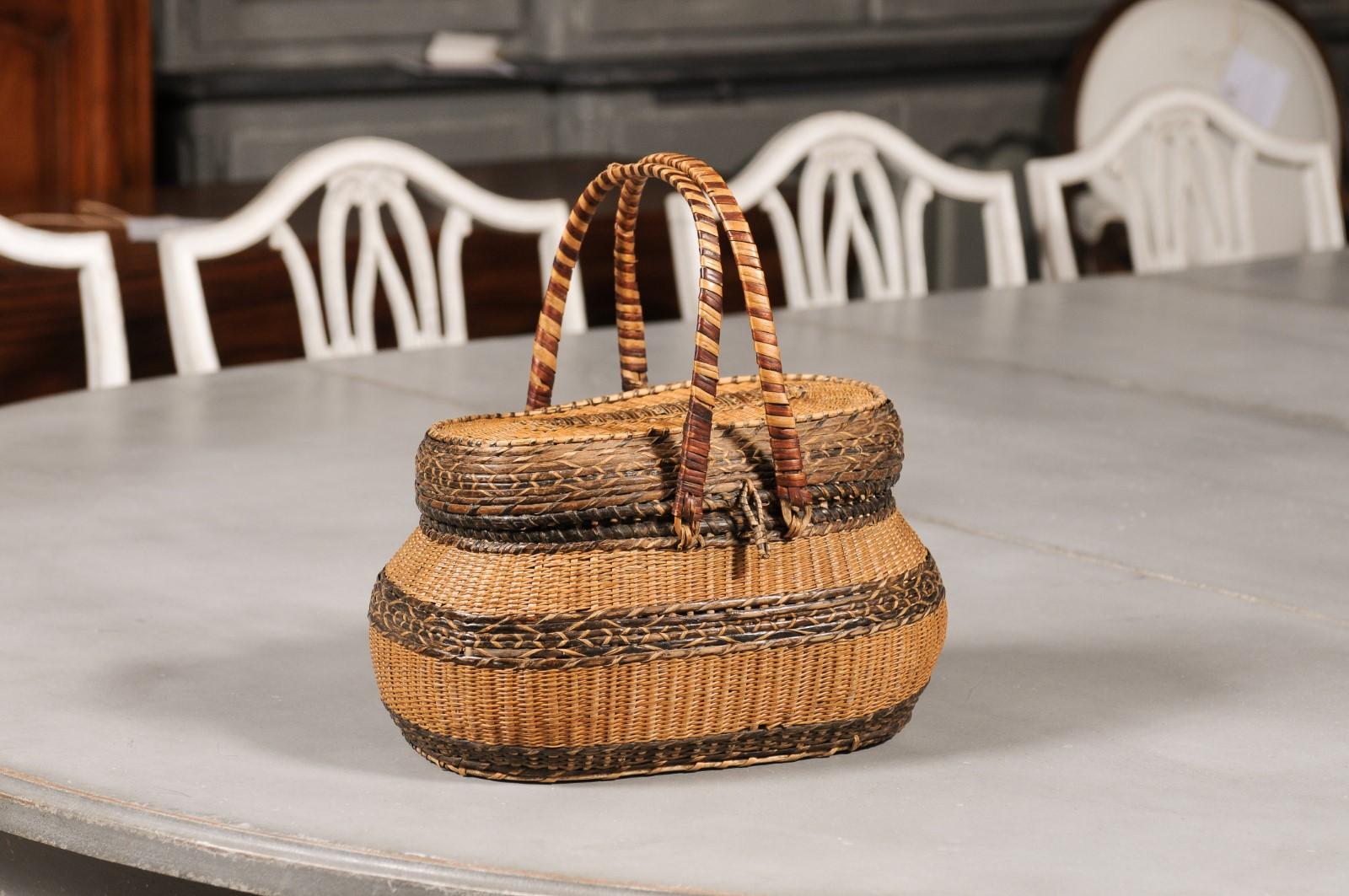 two tone woven basket