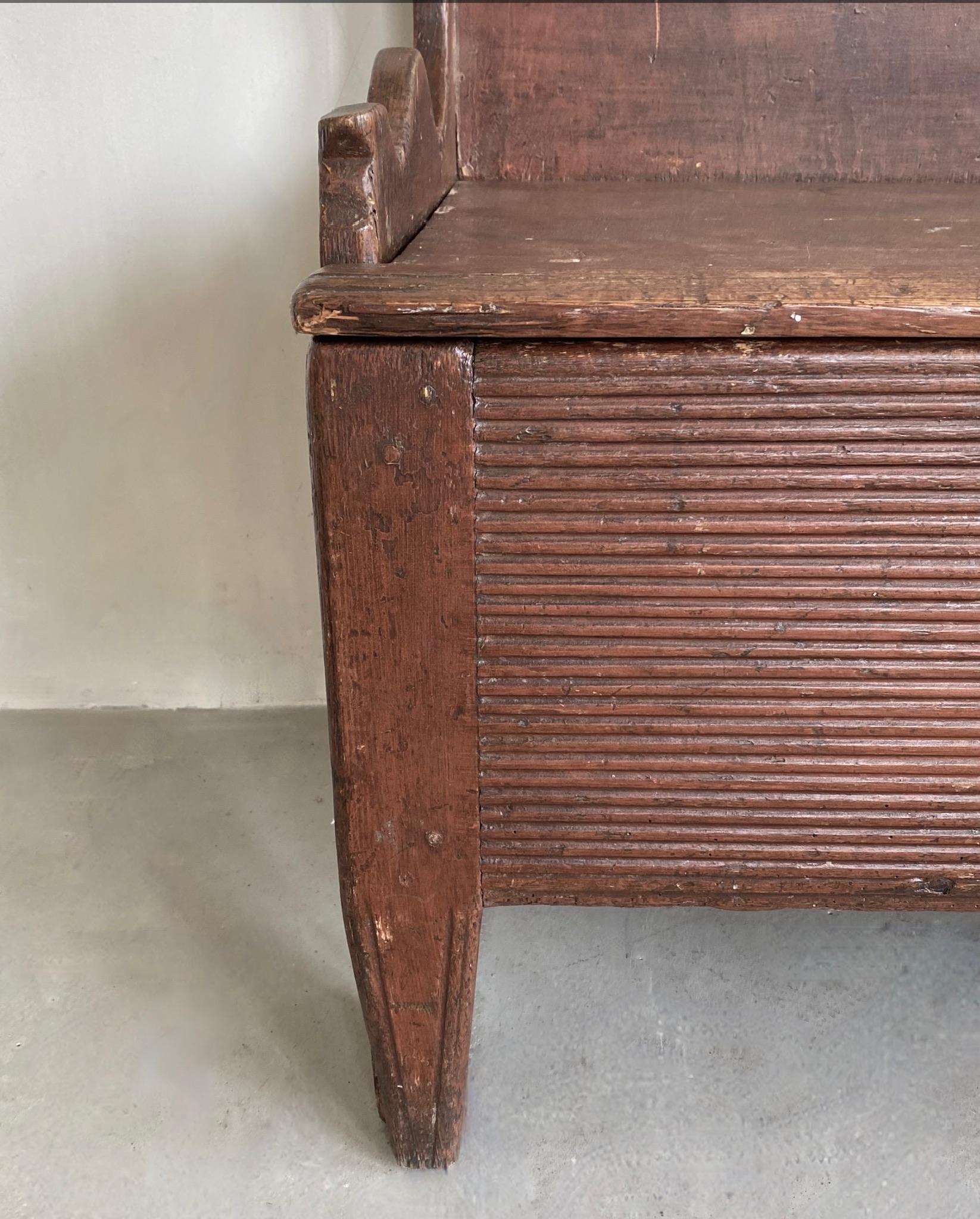 Rustic Swedish 19th Century Hallway Bench For Sale 4
