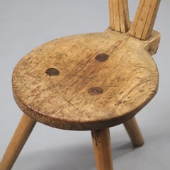 Rustic Swedish 19th century Primitive Wabi Sabi Farmhouse Stool / Chair