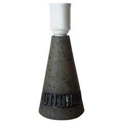 Rustic Swedish Brown Stoneware Table Lamp Base from Töreboda, 1960s