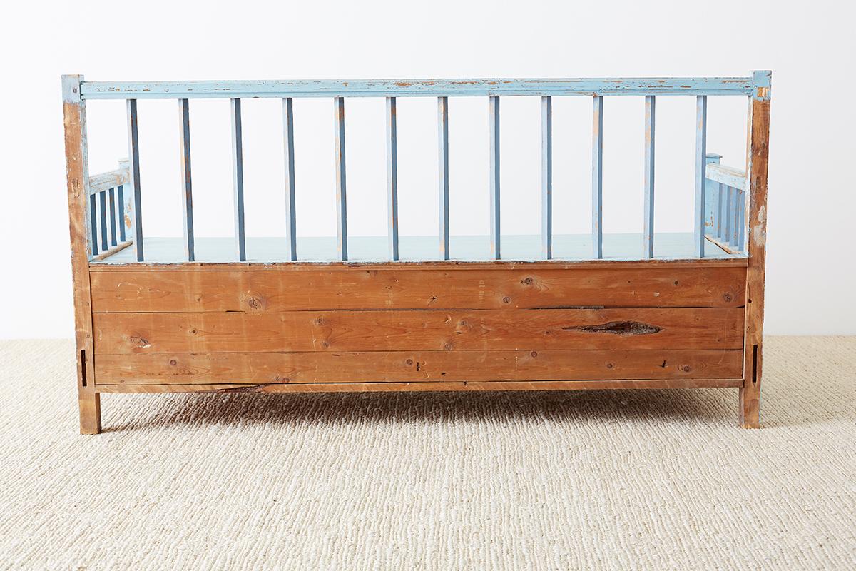 Rustic Swedish Farmhouse Pine Storage Bench or Settle 2