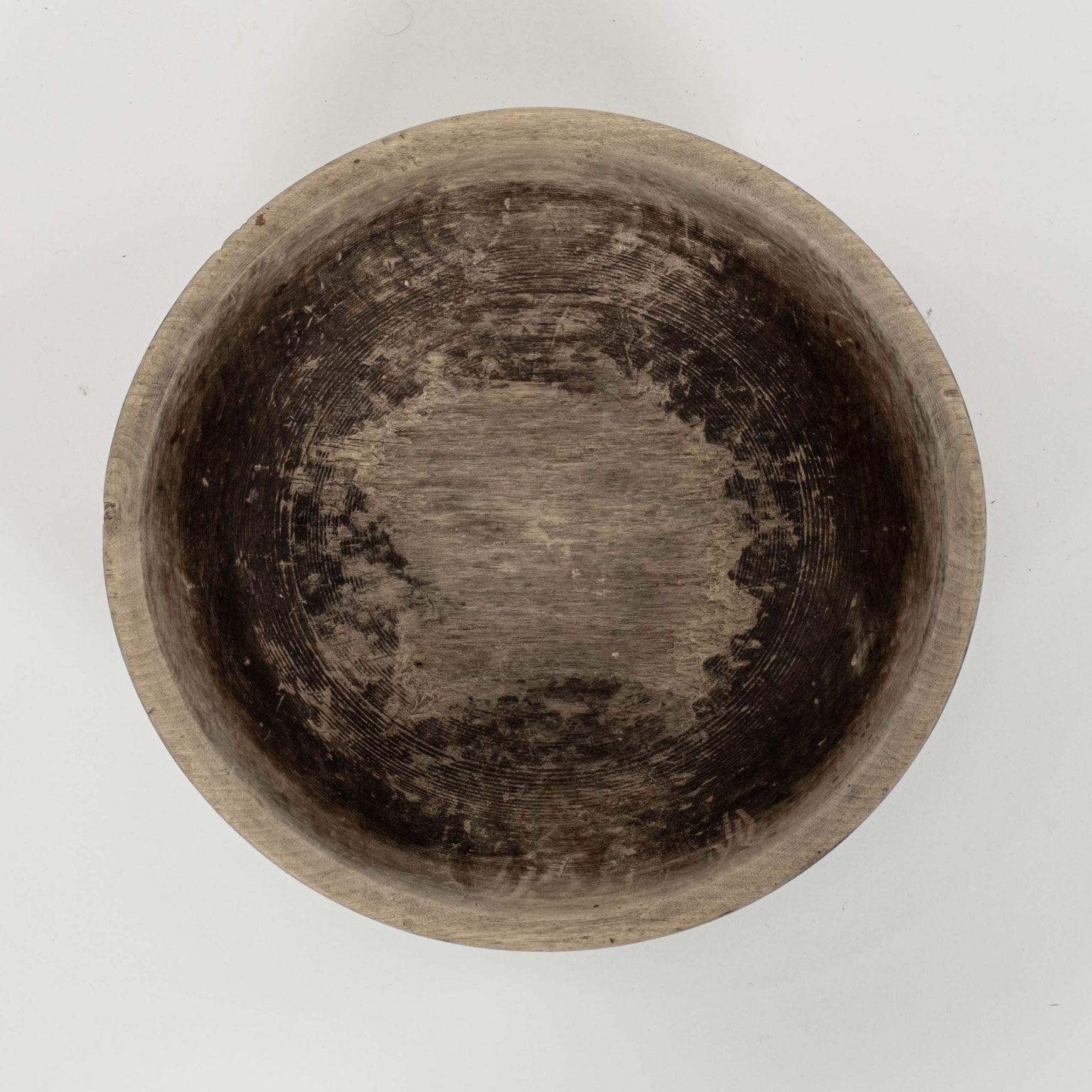 19th Century Rustic Swedish Herb Turned Bowl with Makers Brand For Sale