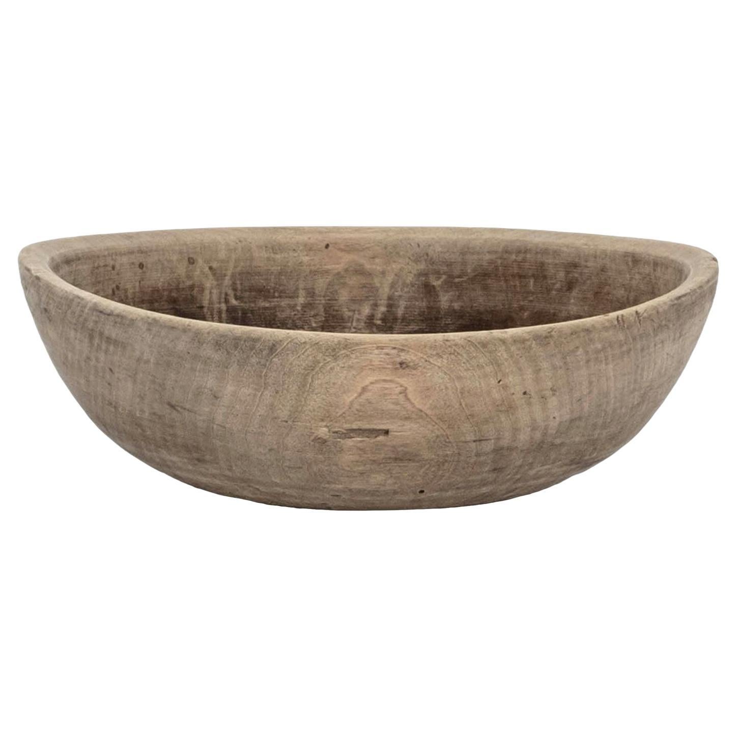 Rustic Swedish Herb Turned Bowl with Makers Brand For Sale