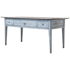 Rustic Swedish Neoclassical Work Table in Neoclassical Style