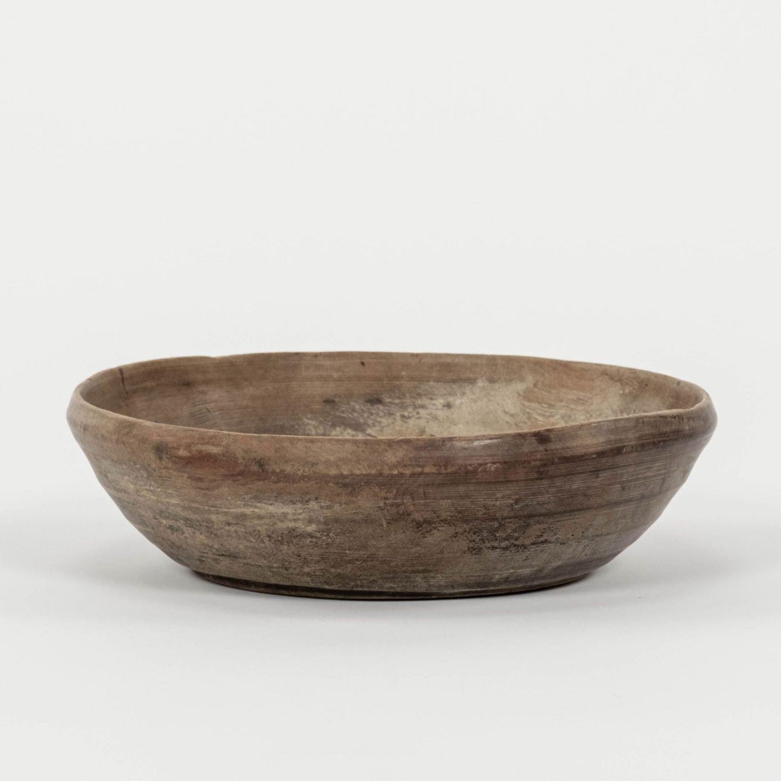 Hand-Carved Rustic Swedish Ribbed Walnut Dough Bowl For Sale