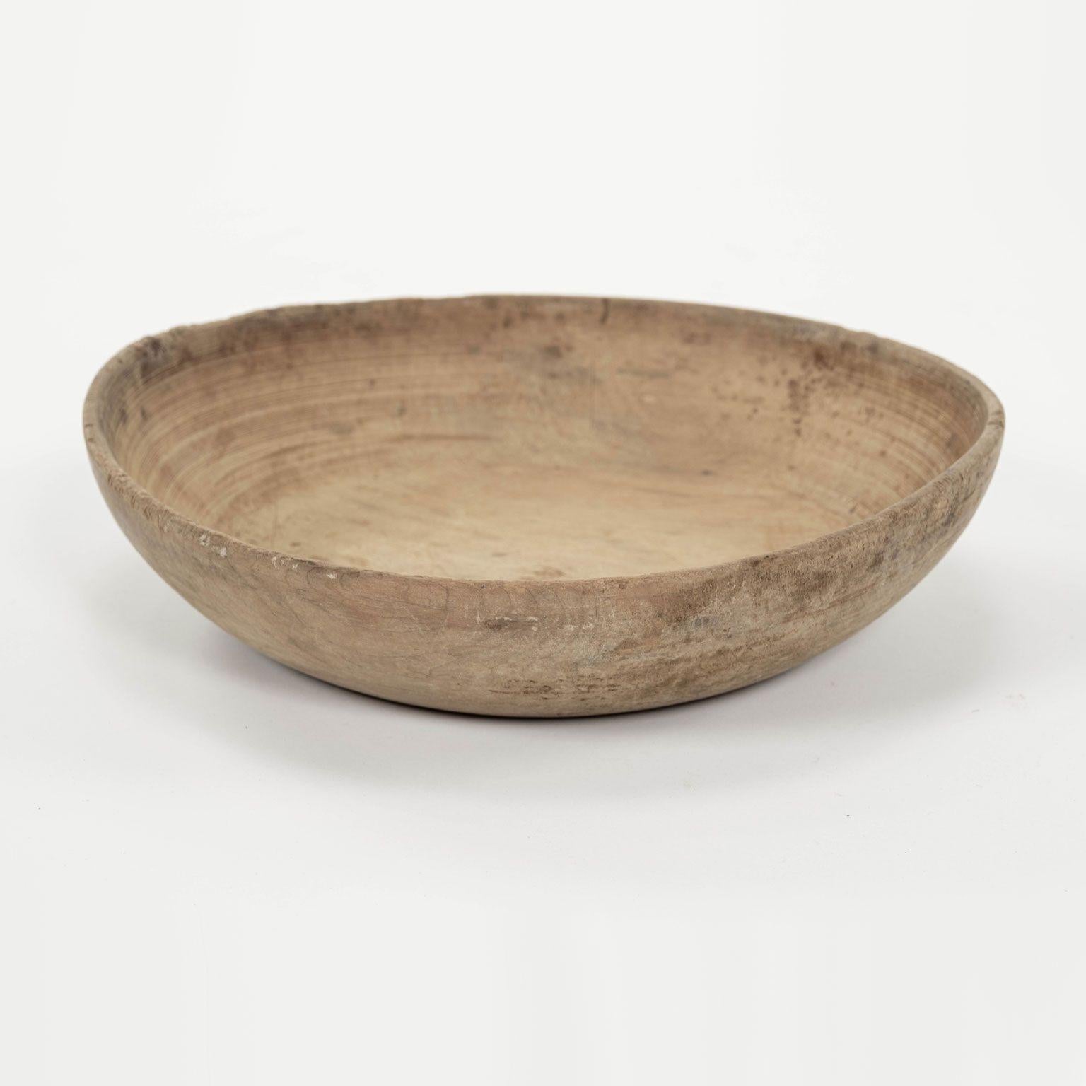Softwood Rustic Swedish Turned Wooden Bowl For Sale