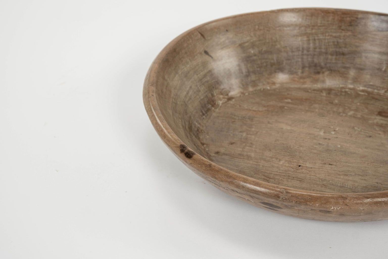 Hardwood Rustic Swedish Turned Wooden Bowl in Waxed Finish