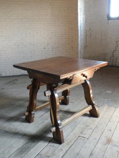 Rustic Swiss or Austrian Oak and Fruit wood Square "Rent" Table