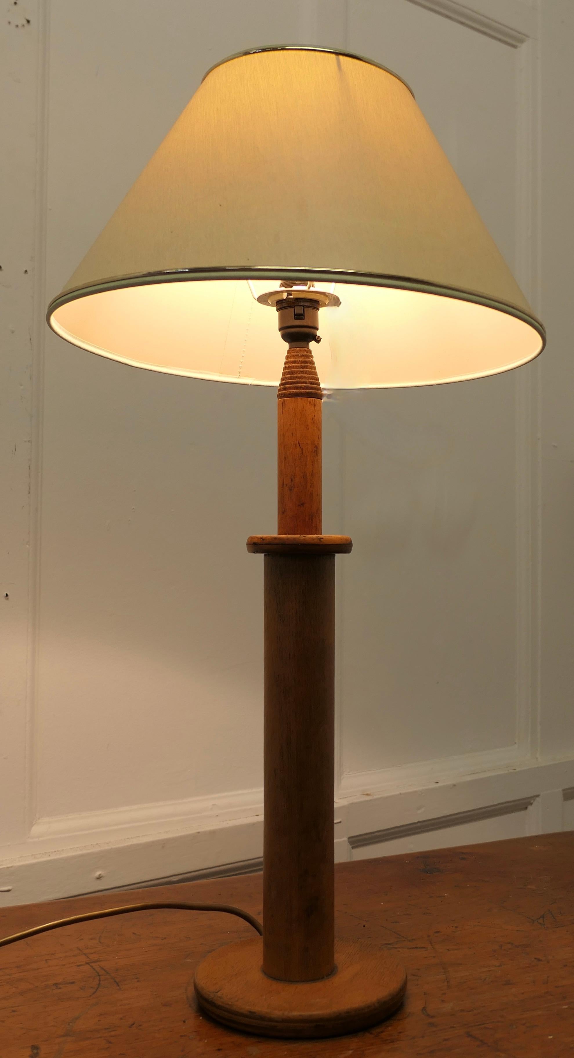Rustic Table Lamp Made From a Wool Bobbin  A good attractive rustic table lamp In Good Condition For Sale In Godshill, Isle of Wight