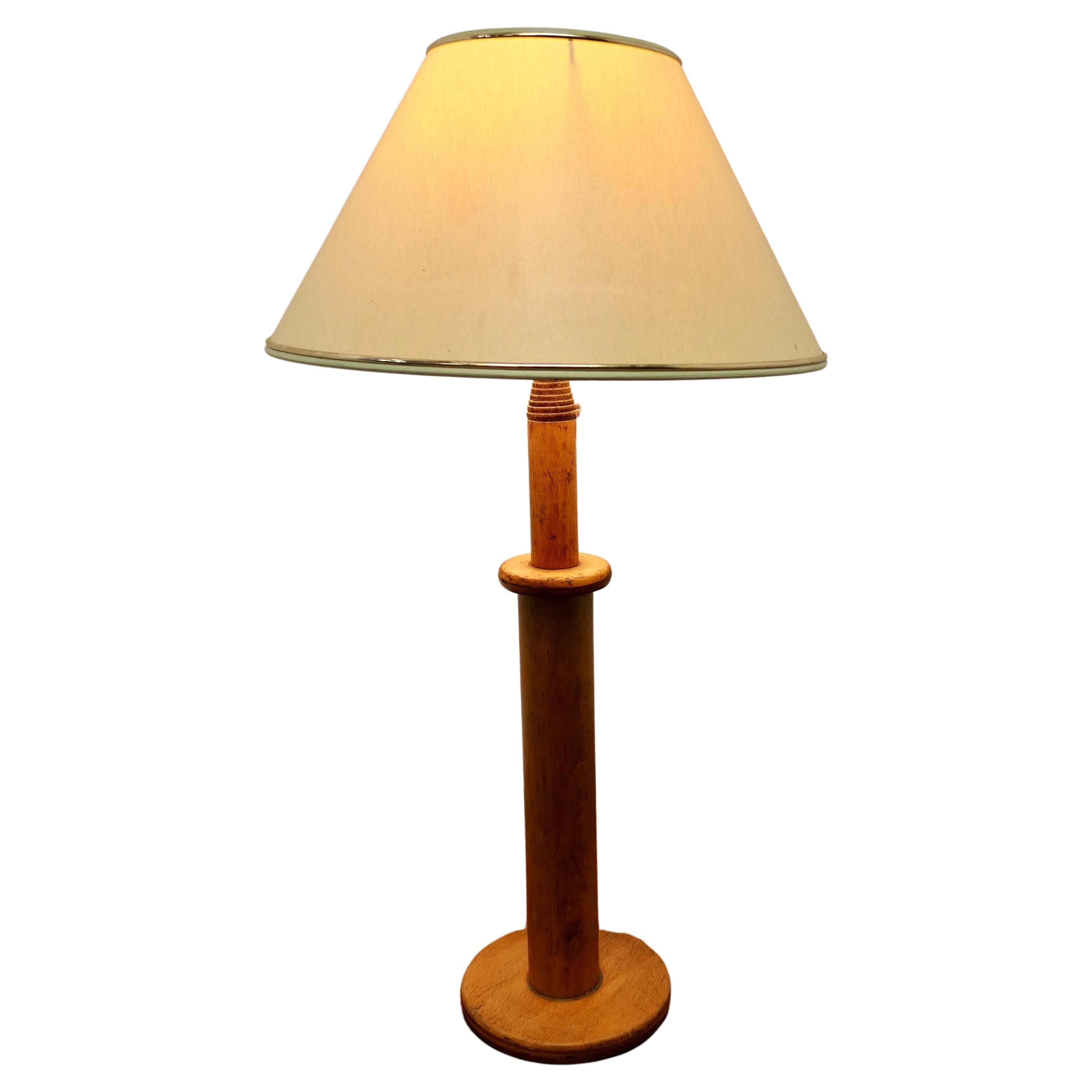 Rustic Table Lamp Made From a Wool Bobbin  A good attractive rustic table lamp For Sale