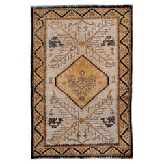 Retro Rustic Tabriz with Cream Field and a Straw Medallion 