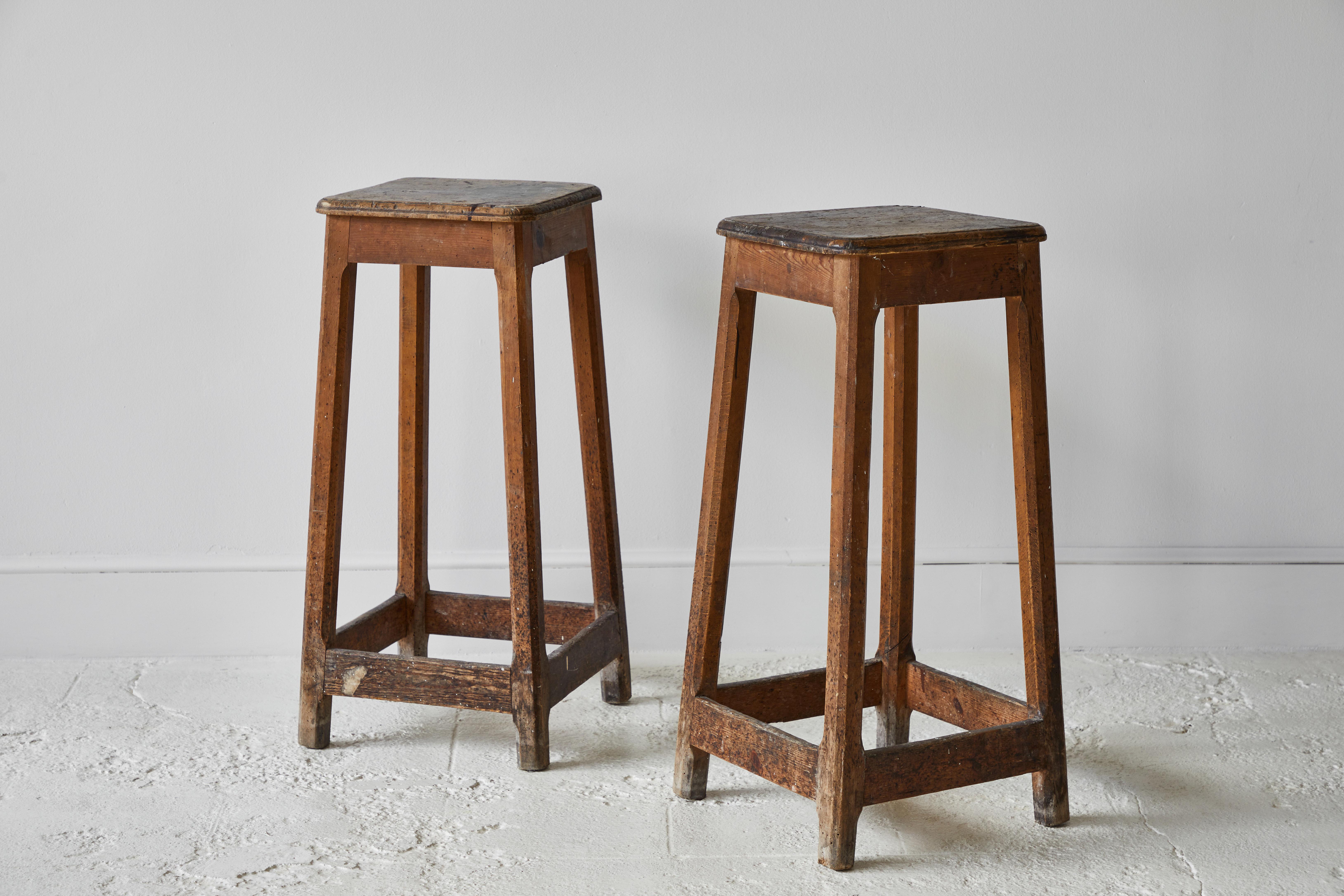 Rustic Stools with paint markings, the stools can also be great pedestals. Two available, sold individually.