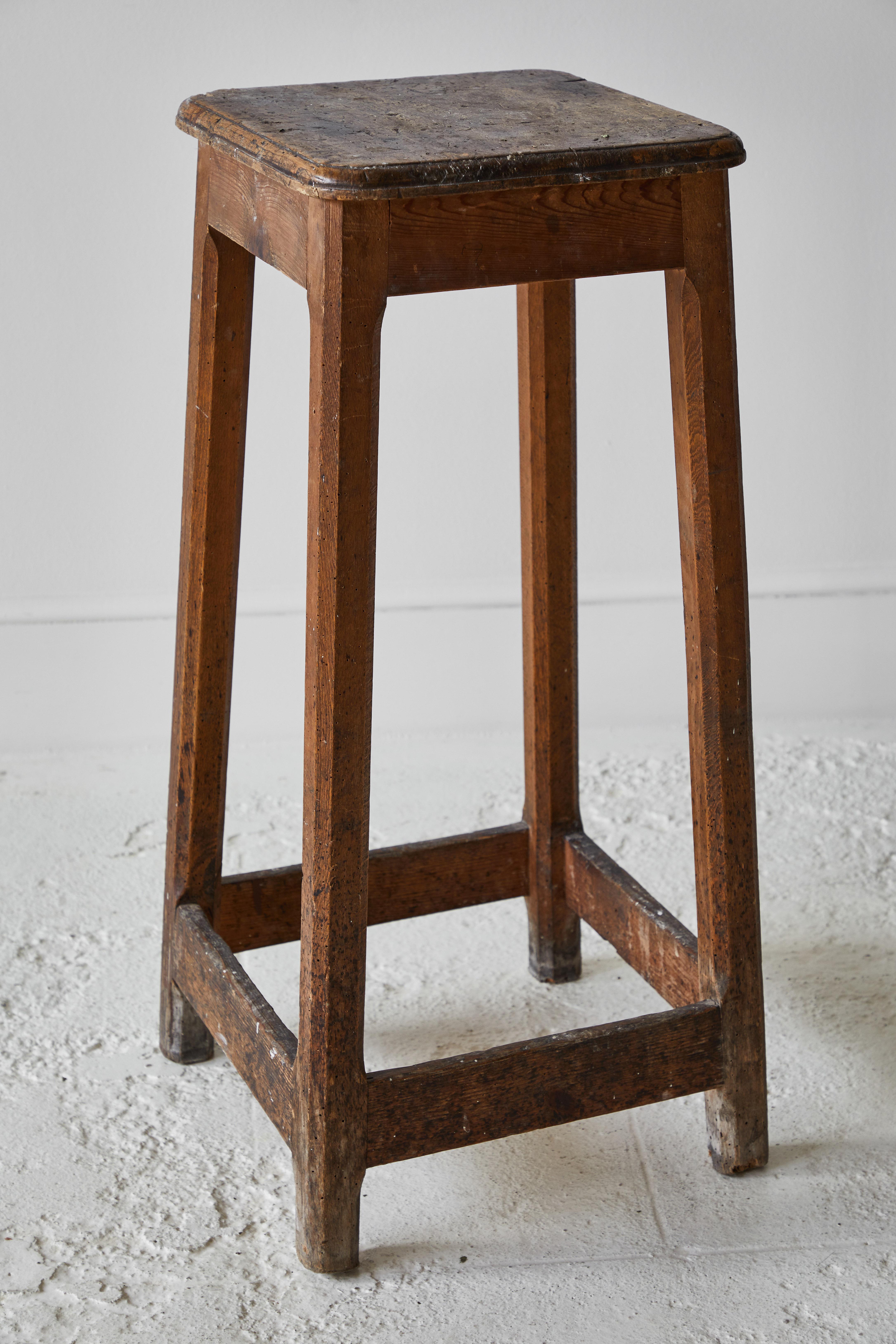 Wood Rustic Tall Pedestal Stool