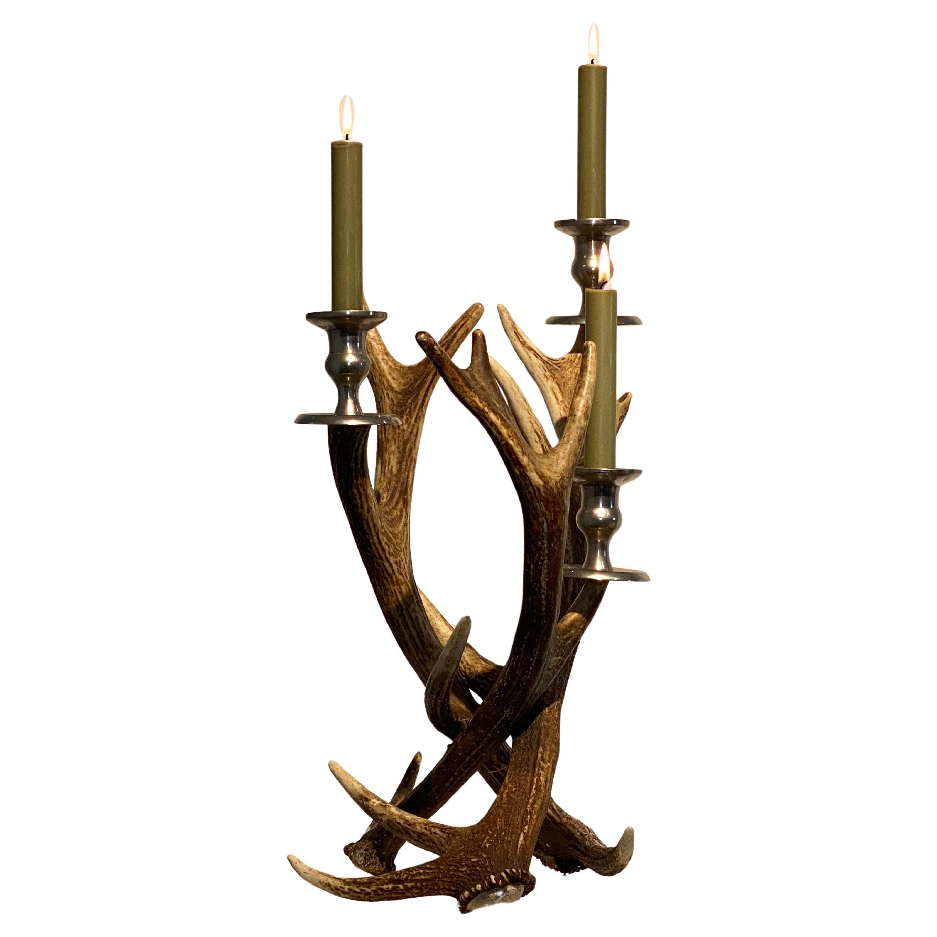 Rustic Taxidermy Deer Horn Candle For Sale