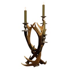 Vintage Rustic Taxidermy Deer Horn Candle
