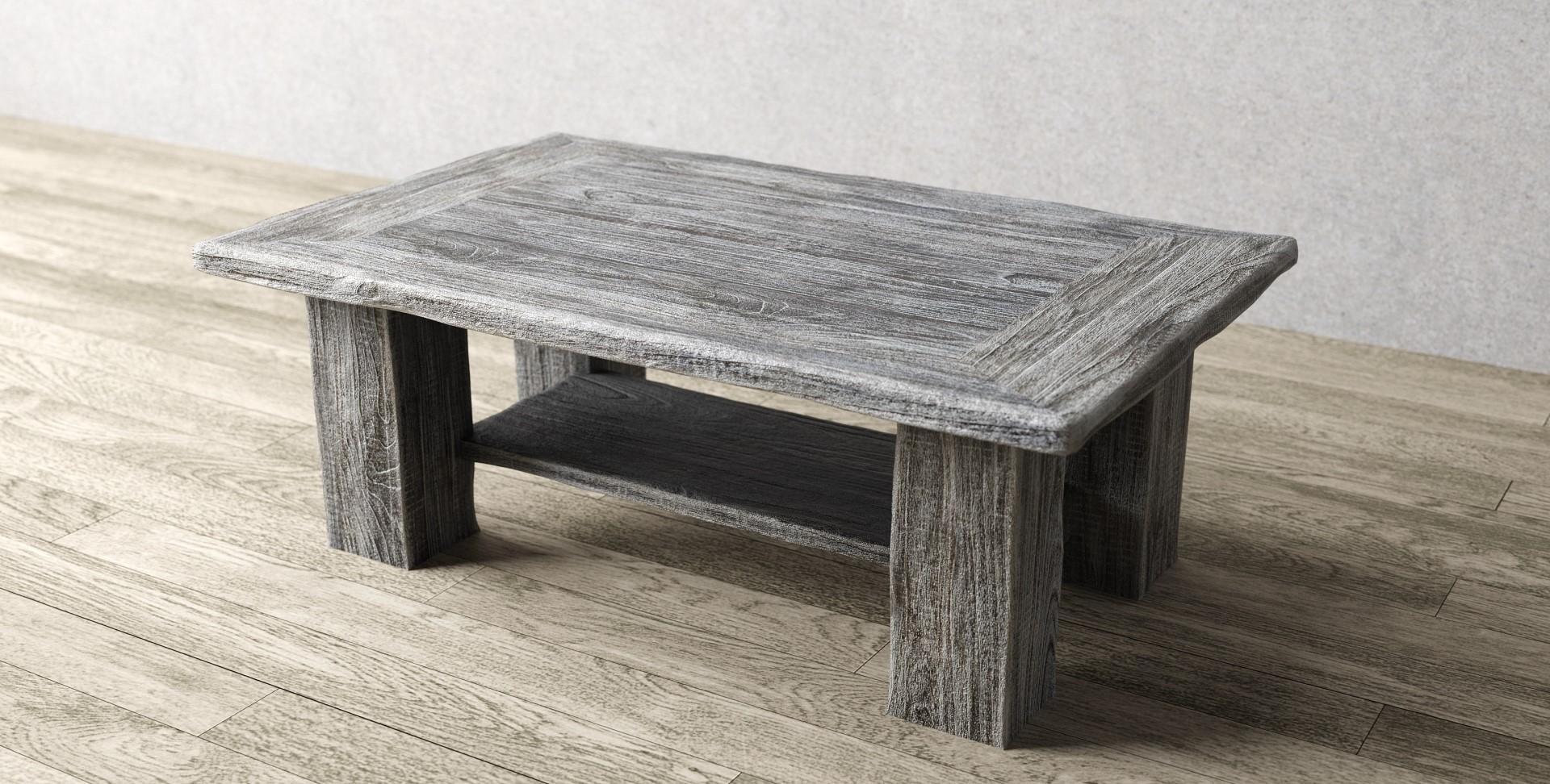 Rustic Teak Coffee Table in Distressed Weathered Gray In New Condition For Sale In Boulder, CO