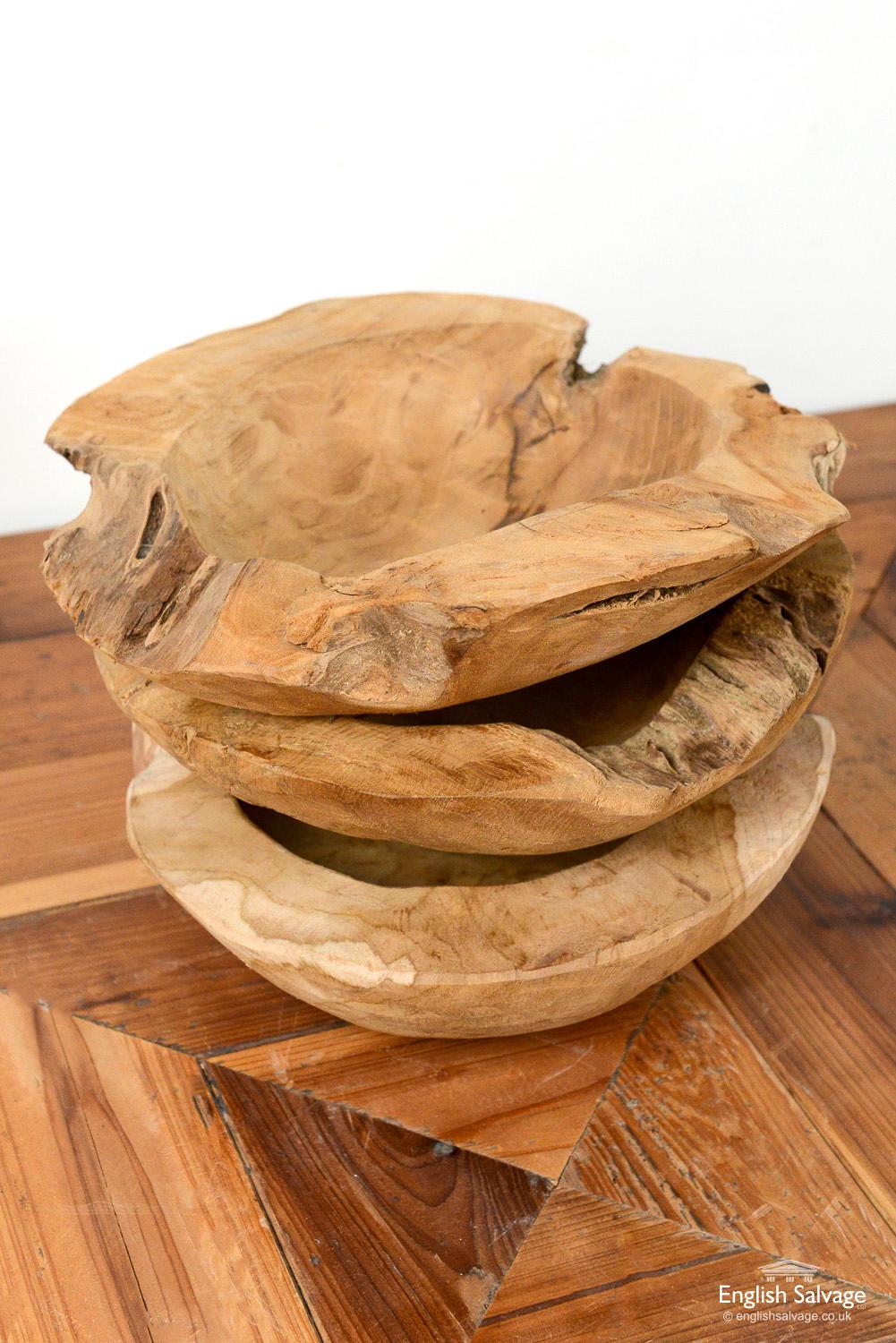 Rustic Teak Root Wooden Bowls, 20th Century For Sale 2