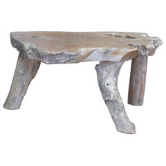 Rustic Teak Wood Live Edge Slab Coffee Table Country Farmhouse Natural Slice