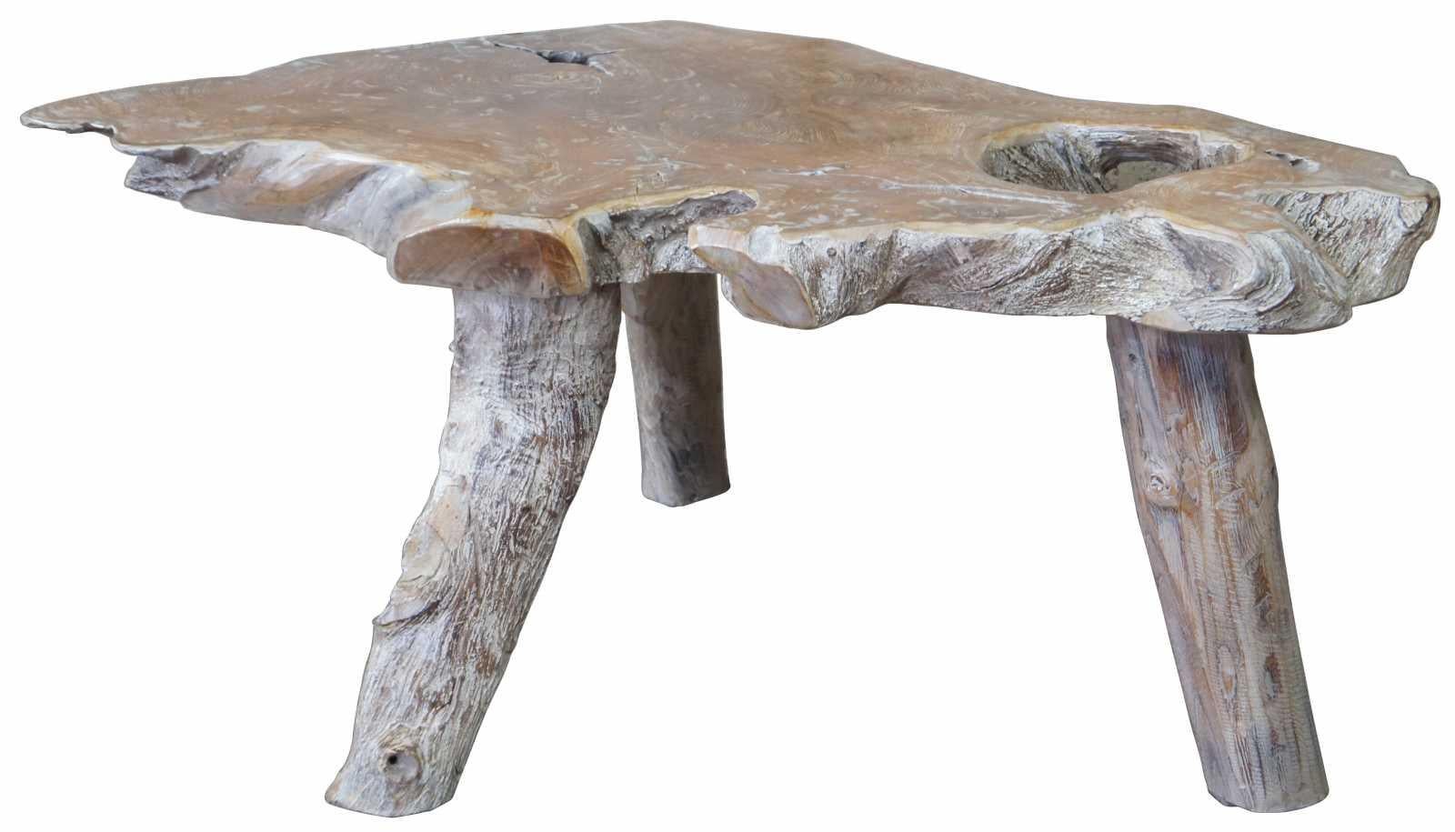 Mesa de centro rústica de madera de teca de canto vivo Country Farmhouse Natural Slice en venta 4
