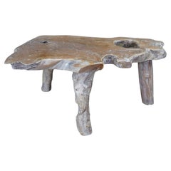 Used Rustic Teak Wood Live Edge Slab Coffee Table Country Farmhouse Natural Slice