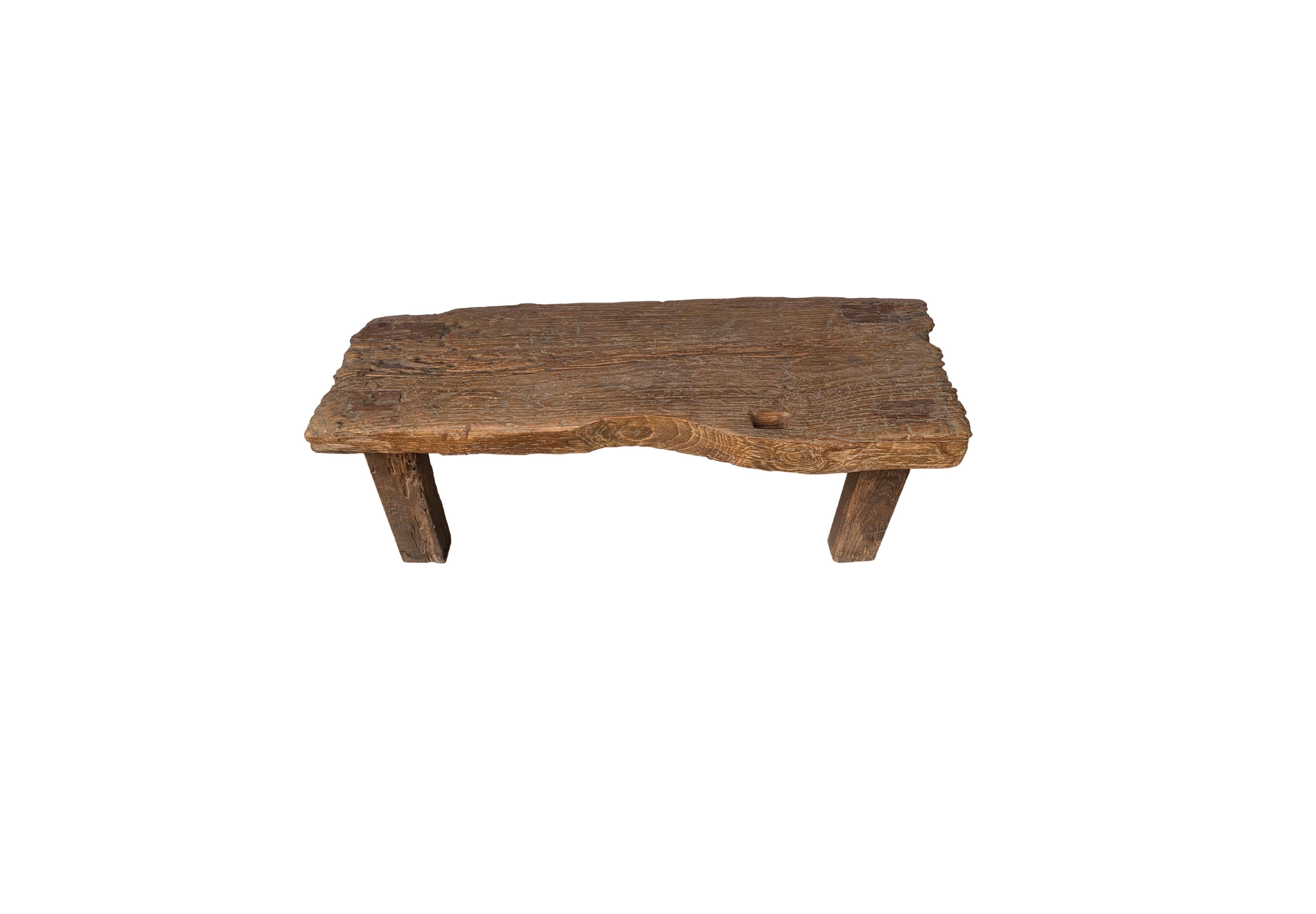 rustic teak bench