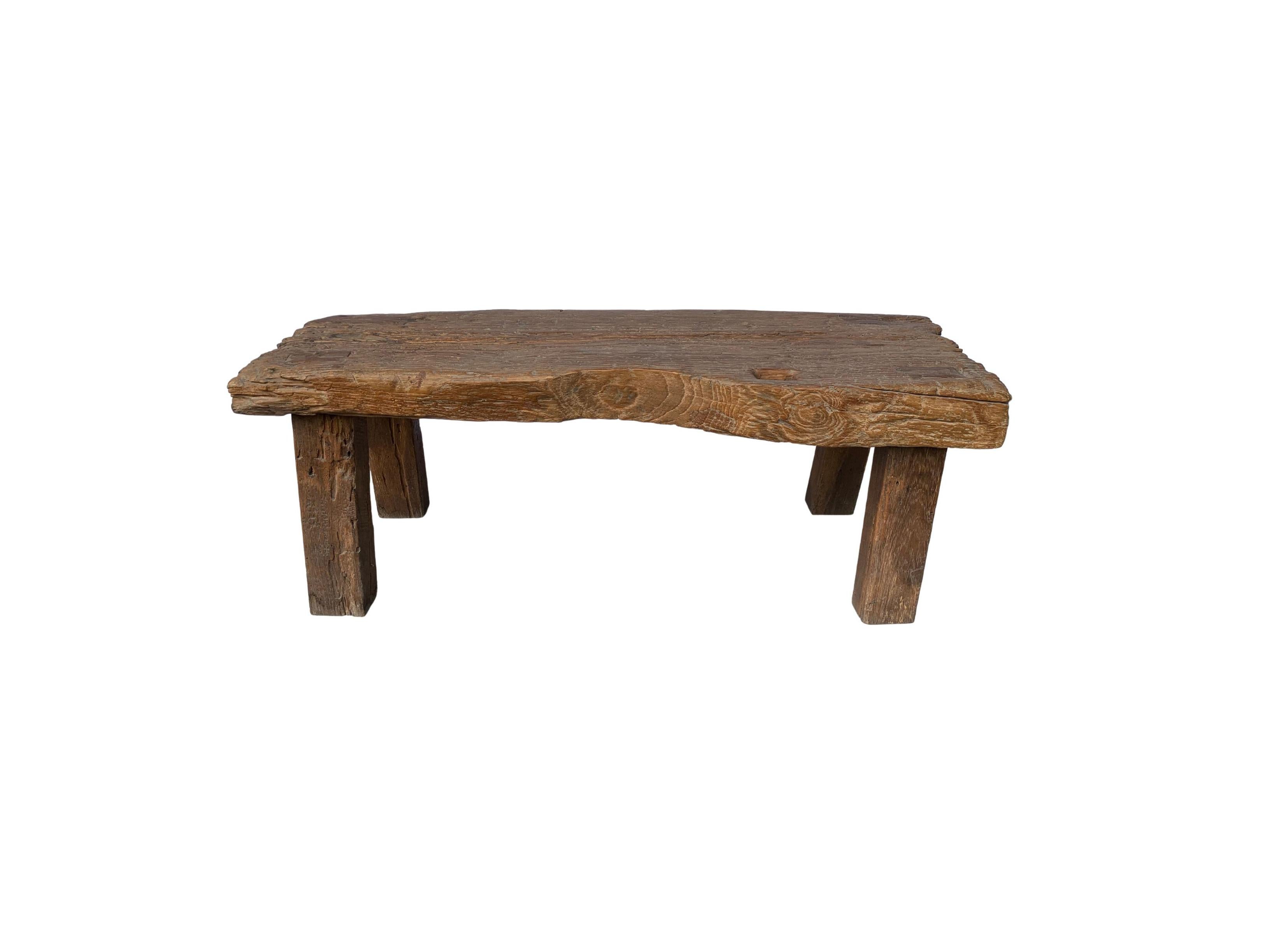 low rustic bench