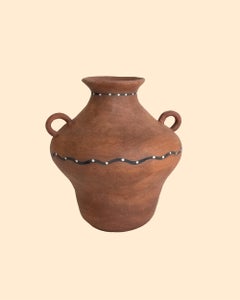 Rustic Terracotta Amphora Vase with Decorative Handles