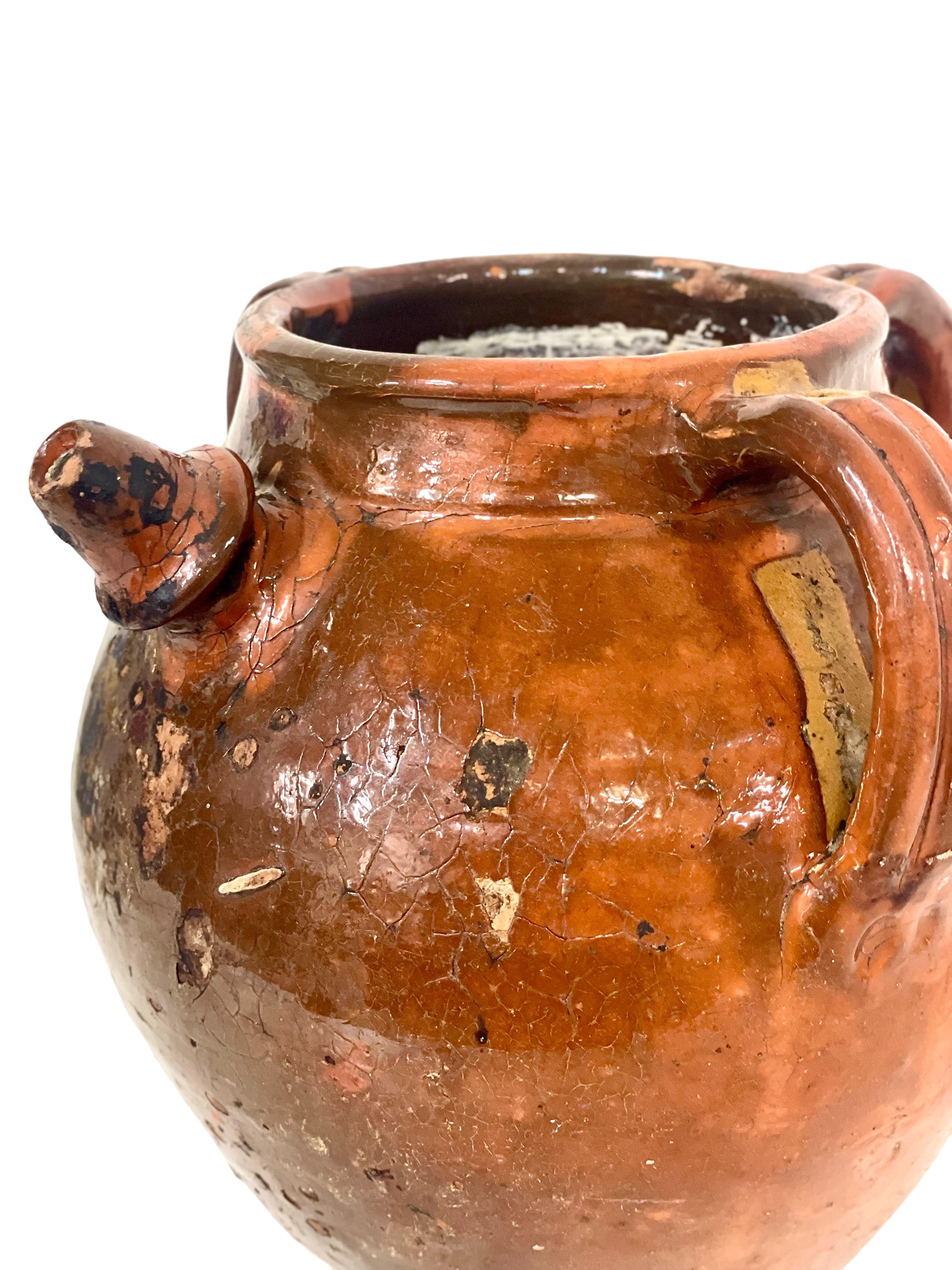 19th C. Terracotta Jug with Three Handles For Sale 7