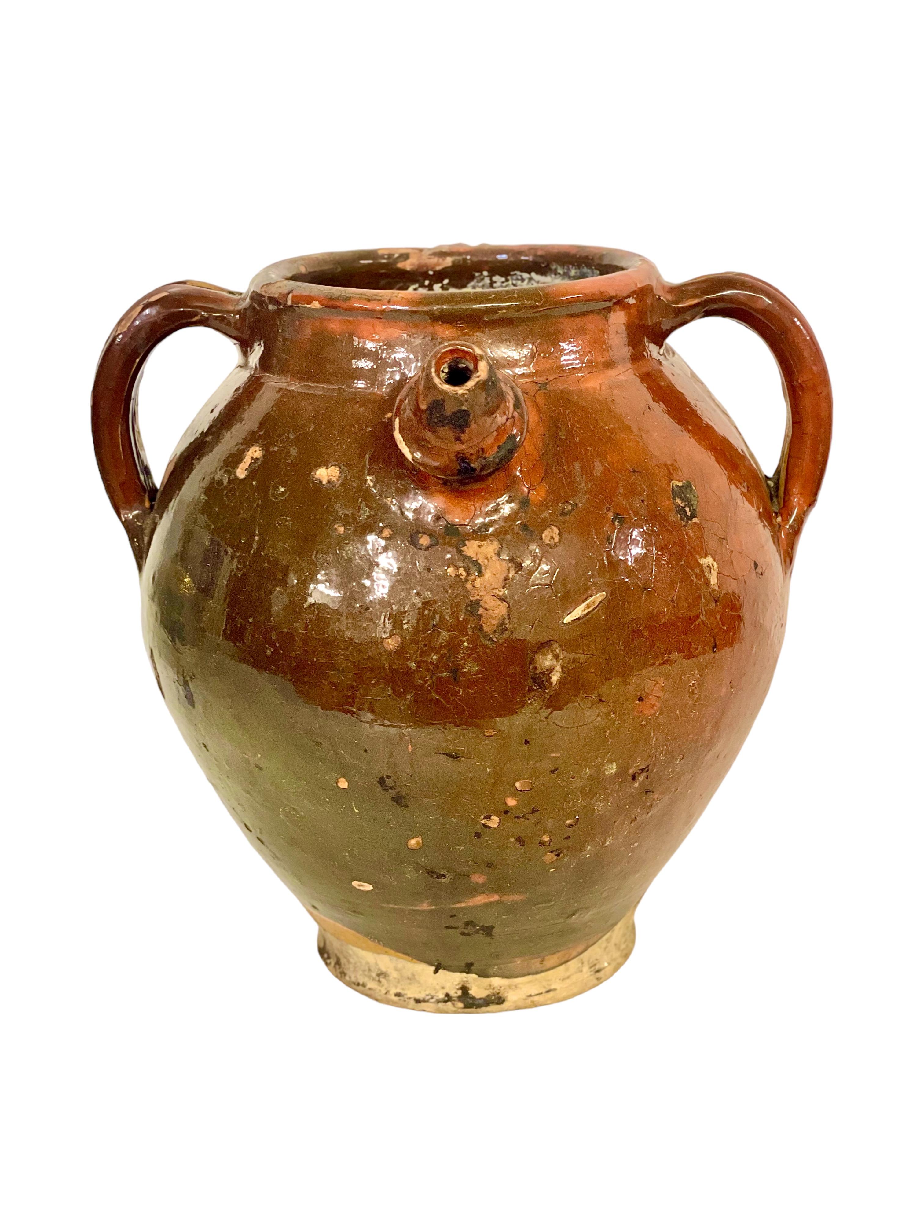 French 19th C. Terracotta Jug with Three Handles For Sale