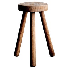 Rustic Three-Legged Oak Stool
