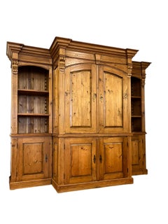 Rustic Three-Piece Waxed Solid Pine Armoire