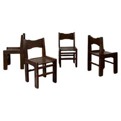 Vintage Rustic Tilt Back Dining Chairs - Set of Four