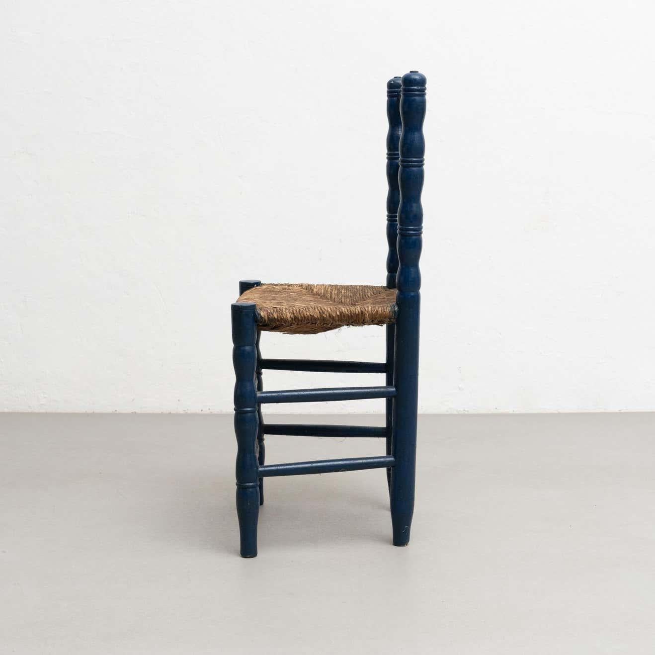 Legno Sedia tradizionale rustica in Wood dipinta a mano, circa 1940 in vendita