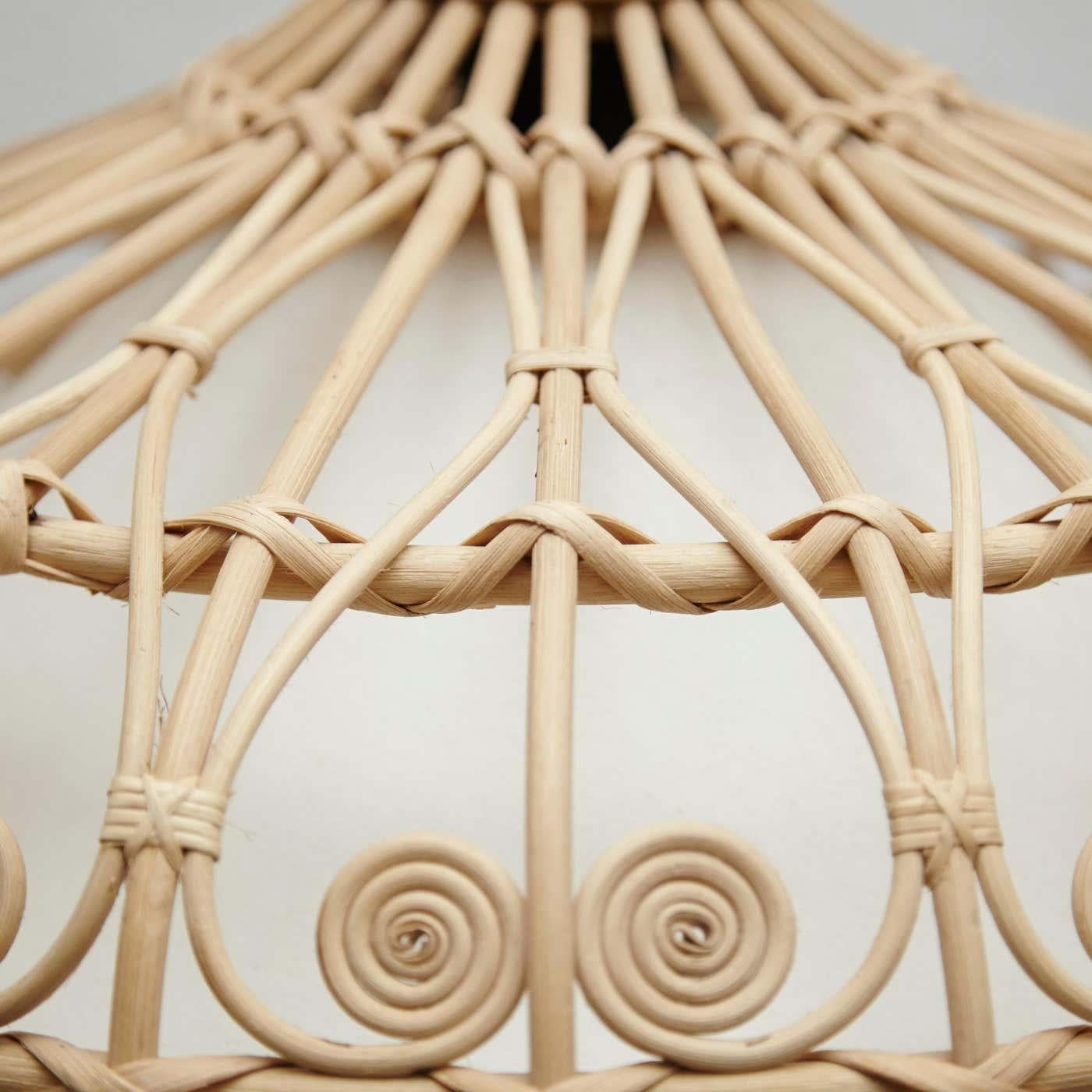 Late 20th Century Rustic Traditional Rattan Ceiling Lamp, circa 1980 For Sale