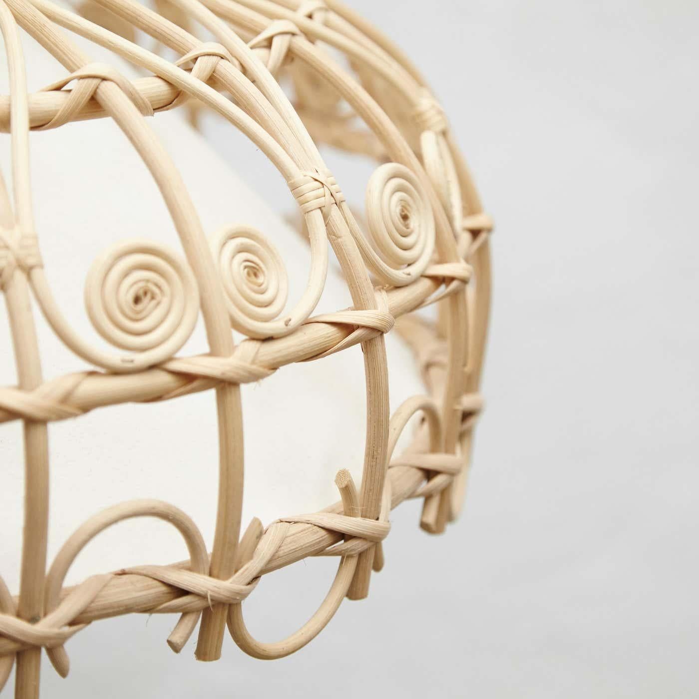 Rustic Traditional Rattan Ceiling Lamp, circa 1980 For Sale 1
