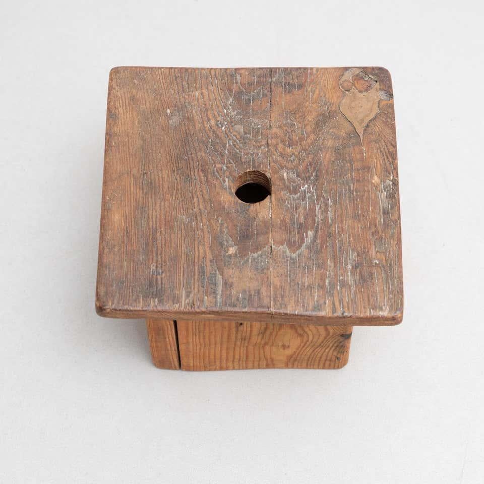 Rustic Traditional Wood Milking Stool, circa 1920 4