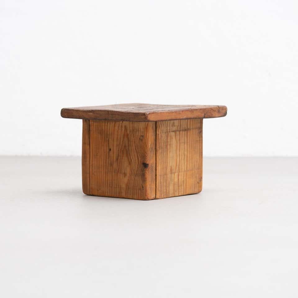 French Provincial Rustic Traditional Wood Milking Stool, circa 1920