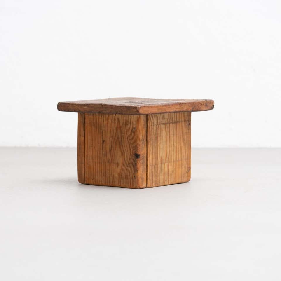 French Provincial Rustic Traditional Wood Milking Stool, circa 1920 For Sale