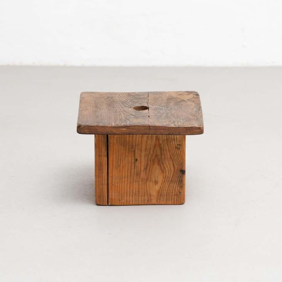 Rustic Traditional Wood Milking Stool, circa 1920 1