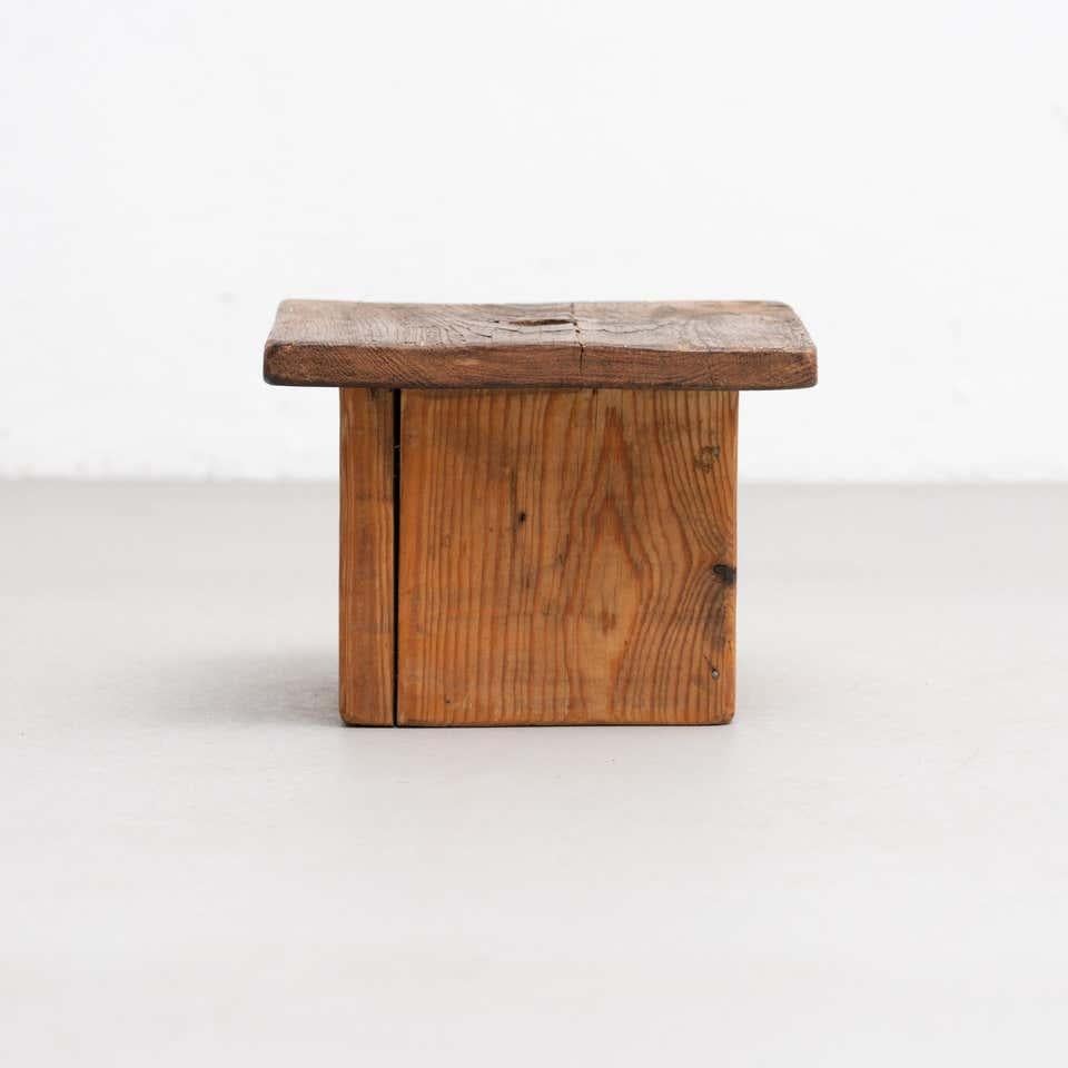 Rustic Traditional Wood Milking Stool, circa 1920 For Sale 2